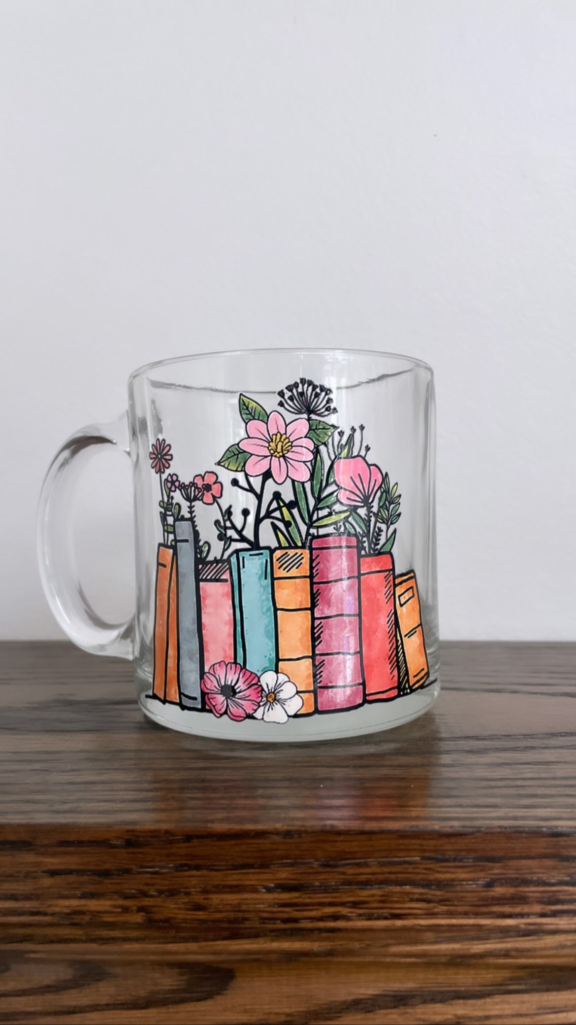 Floral Book Glass Coffee Mug
