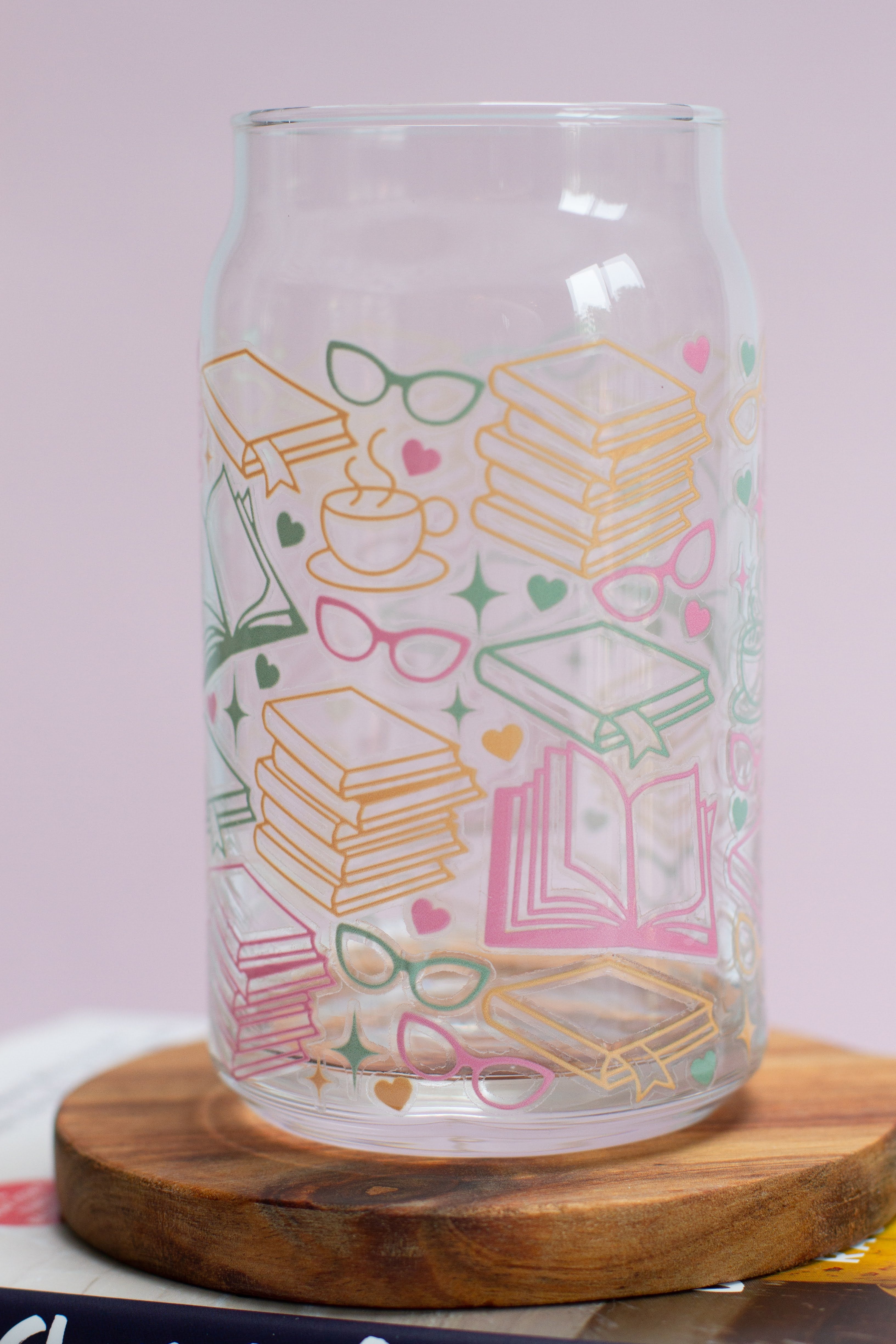 Book Lover Glass Drinking Cup